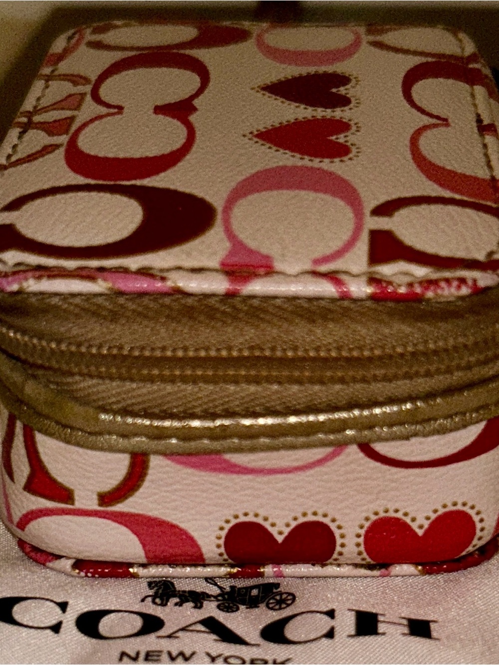COACH Triple Pill Case Pink Red White with Gold Trim VERY RARE! - Picture 6 of 8